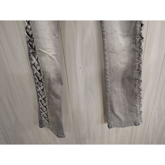 Legendary Status Women's Denim Jeans Size 20 Charcoal Boot cut Zig Zag Sides - Picture 5 of 12